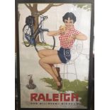 Vintage Original Raleigh Poster, framed, 20" x 30" some faults but a very attractive print. Buyer