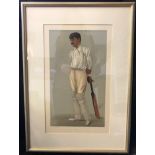 Vanity Fair Spy Lithograph of Ranji #1169 Cricket 1897 original print Princes No 19. Framed and