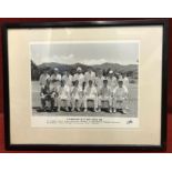 1956 E W Swanton's XI v West Indies, fine team photo Stewart, Tyson, Cowdrey, Graveney etc. Framed