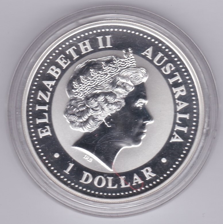 Australia 2002 Silver dollar year of the horse, KM 580 - Image 2 of 2