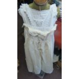 Victorian/Edwardian Christening Dresses (2) - One made of natural silk, the other made from white-