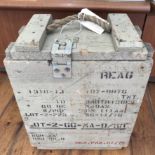 British 1977 dated 60mm M49A2 Mortar Wooden Ammo Crate, appears to have been over painted when re-