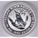 Australia 1992 silver proof dollar kookaburra