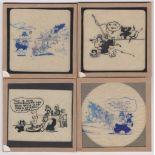 Glass Magic Slides (4) - Felix the Cat cartoons, hand drawn slides from one of the famous comic