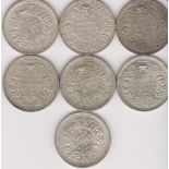 India rupees, 1940-1946 (7), KM 556/7, mostly EF or better