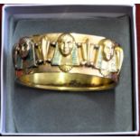 A Gold and enamel unhallmarked Tutankhamen bracelet