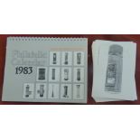 Set of 12 pillar box postcards, used, NWPB series 5, used special hand stamps with original 1983