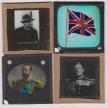 WWI Glass Magic Lantern Slides (5) - Patriotic plates showing King George V, Rare Admiral Beatty.