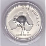 Australia 2000 silver proof dollar kangaroo/map