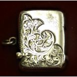 Edwardian Vesta Case, a small silver Vesta case with a floral etch and engraved with the initials '