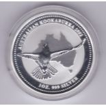 Australia 2002 Silver dollar kookaburra in flight/map KM 691.1.