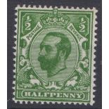 GB George V 1911 1/2d Deep Green Die 1b, unmounted mint N2(6) cat £60