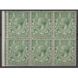 GB George V 1913 1/2d Blue Green NB 6a booklet pane mounted mint cat £120