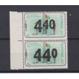 Guyana 1961 440 cents on 6 cents, Scout stamps, u/m mint pair with two types of surcharge (200 +