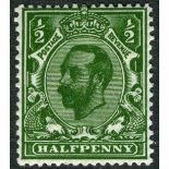 GB George V 1911 1/2d Very Deep Green Die 1b N2(7) mounted mint cat £450