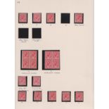 GB George V 1912 1d Scarlet Crown N9 3 shades/unlisted 2 x 4 blocks varieties MM/UM 19 stamps