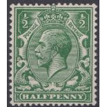 GB George V 1913 1/2d Deep Blue (Myrtle) Green N 14 (15), unmounted mint gum crease cat £250