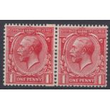 GB George V 1920 1d Carmine horizontal coil join N 16 (12) ra unmounted mint unpriced by SG