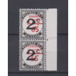 Guyana 1981 'Essequibo' 65 cents on 2 cents Postage Due, vertical u/m mint pair with Type A and Type