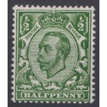 GB George V 1912 1/2d Myrtle Green unmounted Mint N 4 (4) cat £250