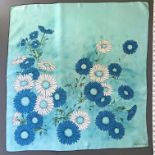 1960s Jacqmar Daisy Flower Scarf, 100% Silk, 71cm square, hand rolled edge