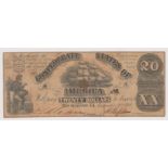 USA (Confederate States) 1861 Twenty Dollars, Richmond, Sailor and Clipper Ship, vignettes fine