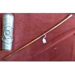 British WWI Kent Heavy Artillery Regiment NCO/Officers Swagger Stick, split-cane rod with silver-