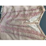 Antique Pale Pink Beaded Bodice, Rhinestone & Bright Pink Seed Beads. Damaged, 100% Silk