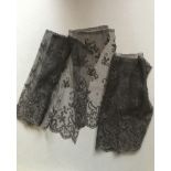 3 Pieces of Antique Black Needle Lace, Silk & Cotton