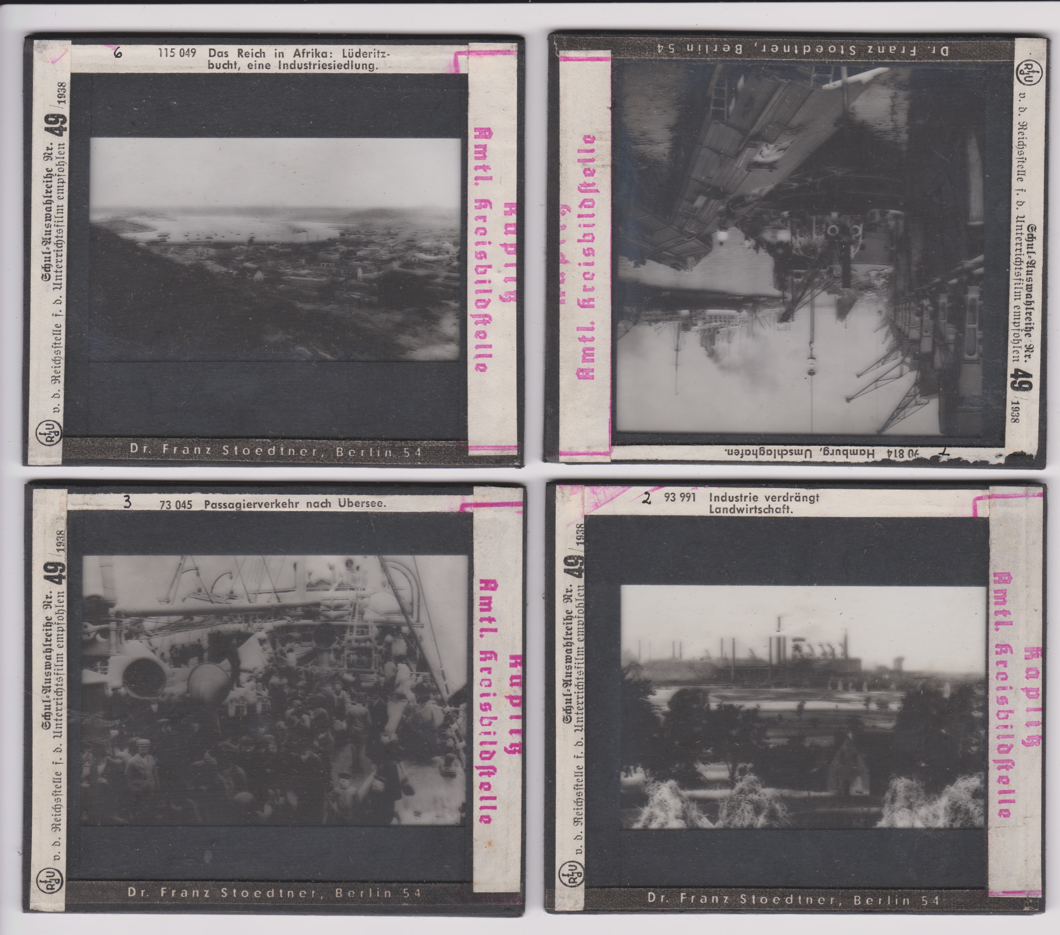 German 1938 box of Glass slides (four out of nine) 'RFDU' Series No. 38 by Dr Franz Stoedtner on the - Image 2 of 2
