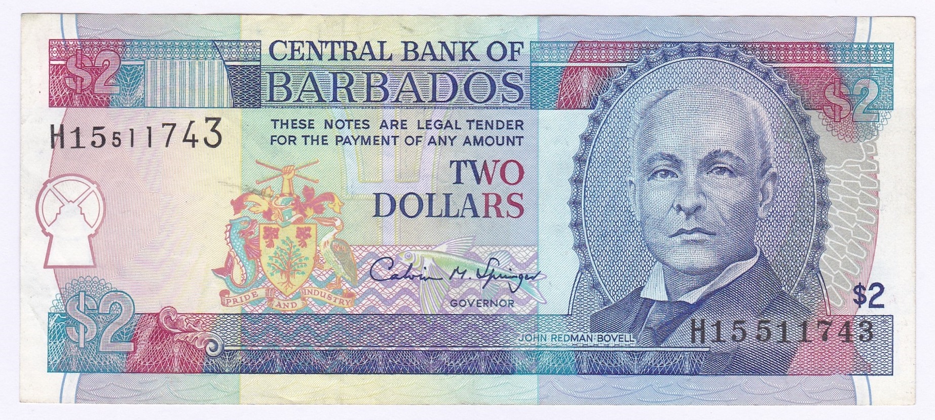 Barbados - 1980 2 Dollars, P30, UNC.