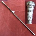 British WWI/WWII NCO/Officers 1896 Swagger Stick, the handle being 18ct Gold Plated with a rose-gold