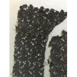 Mid Century Black Guipure Lace Front & Collar, 100% Cotton