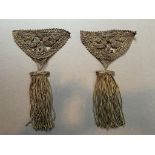 Pair of French Passementerie Gold Metallic Tassels, early 1900's, 27cm L x 17cm