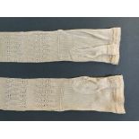 Early 1800s Silk Knitted Lace Mitts, 100% Silk