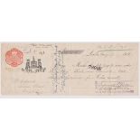 Union of London + Smiths Bank Ltd 1911-Leeds Branch order, sixpence embossed duty stamp