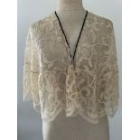 Antique French Blonde Chantilly Lace Capelet