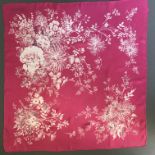 1940s Jacqmar Sketchy Floral Scarf, 100% Silk, 73cm square, hand rolled edge