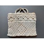 1930's Macrame Bag, cotton, lined in sateen 30cm L x 29cm W