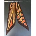 Trio of 1920s Bias Cut Scarves, Mixed Designs, 100% Acetate, machine stitch edge