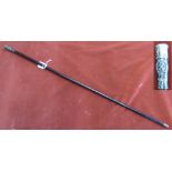 British 1920s/WWII St. John's Ambulance Brigade Swagger stick, ebonised wood cane with silver handle