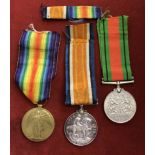 British WWI/II Norfolk Regiment medal trio including: British War Medal, The Victory Medal and