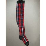 Pair of Victorian Tartan Plaid Stockings, Cotton Intarsia Knit, Fully Fashioned