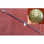 British Edwardian-WWI London Irish Rifles Regiment Swagger Stick, split cane with silver-plated