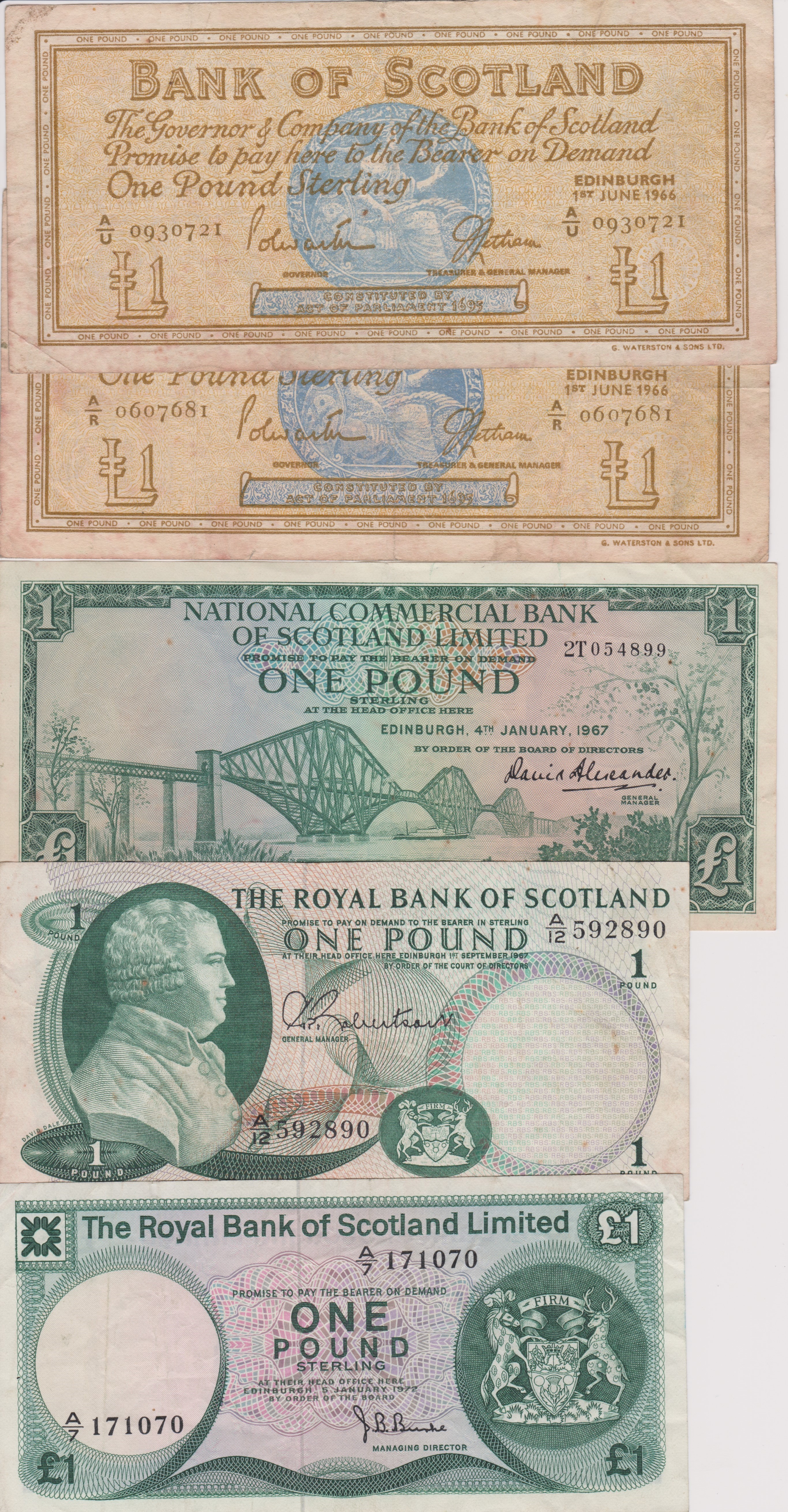 Scotland (Mixed) RB £1 1/9/67, RBS Ltd £1 5/1/72, BoS £1 (2) 1/6/66 Nat Comm Bank of Scotland etc - Image 3 of 3