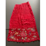 Antique Chinese Embroidered Silk Skirt Panel