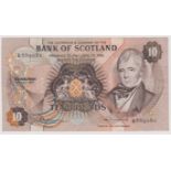 Bank of Scotland £10 3 July 1975, SC 134a, Prefix B, GVF/NEF