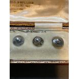 Agate and Silver Button Studs (Set of 5 ) in Case