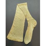 Pair of Victorian Gold Silk Lace Stockings