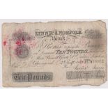 1885 £10 Lynn R's & Norfolk bank (Weston Jarvis) Wisbech Pro Bank of England backstamped